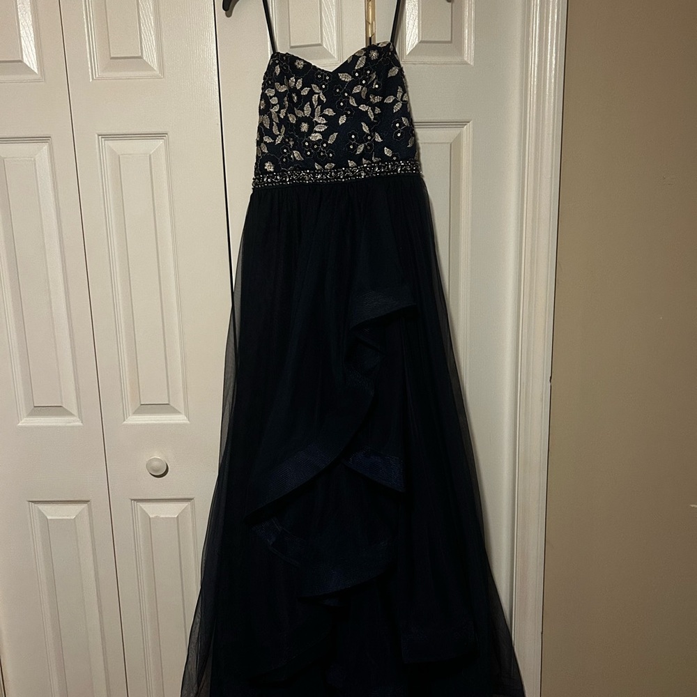 Sequin Hearts Navy and Gold Formal  Dress